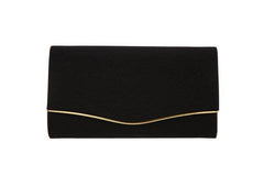 Ladies Envelope Accented Clutch Evening Handbag: Black