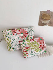 Mid Capacity Flower Print Makeup Bag