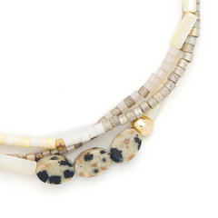 Mixed Media Bracelet - Joy/Dalmatian Jasper/Gold.