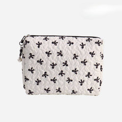 Bow Print Make Up Bag: Pink / Large