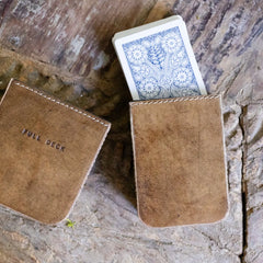 Full Deck Leather Playing Card Case - Maple