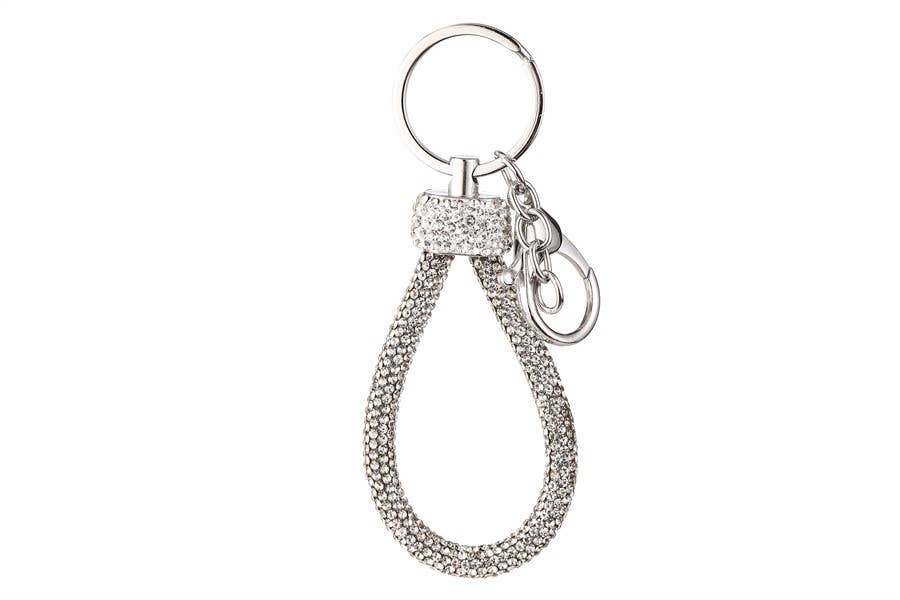 Rhinestone Wristlet Fashion Key Chain: Clear