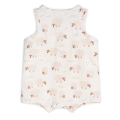 Sheep Sleeveless Baby Romper (Organic Muslin): NATURAL / 3-6M