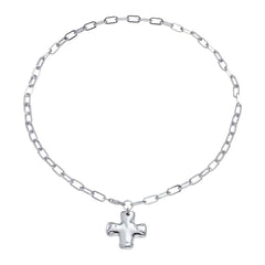 Hammered Cross Necklace | Silver
