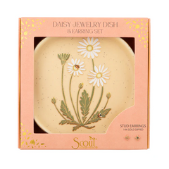 Jewelry Dish & Stud Earring Set - Daisy/Vanilla.