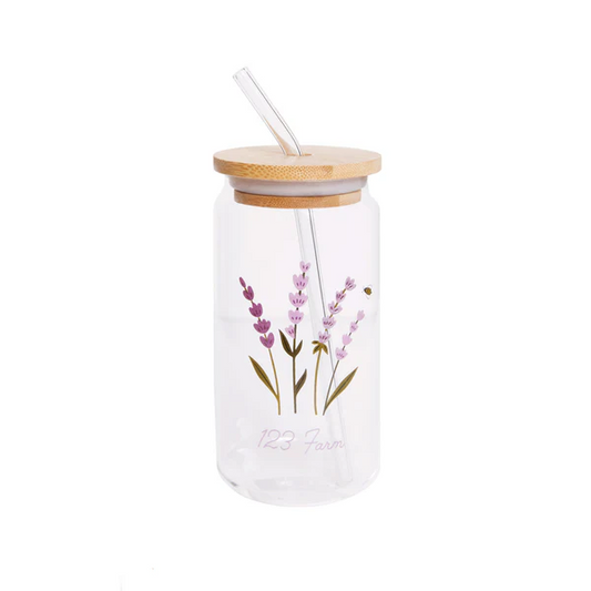 Lavender Drinking Straws – Glass with Lavender Sprigs 4- Pack