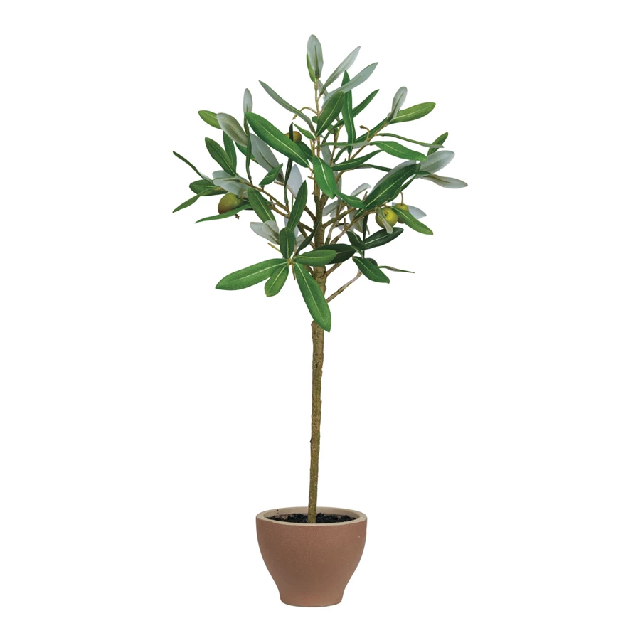 20-3/4"H Faux Olive Topiary Tree in Terra-cotta Pot