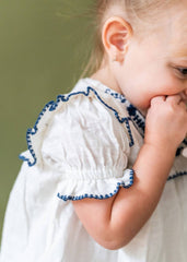 Cadence Floral Embroidered Baby Dress + Bloomer (Organic): Coconut Milk / 12-18M
