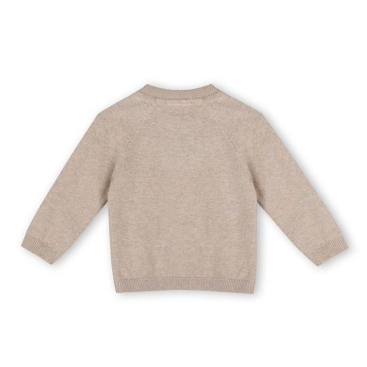 Moose Applique Raglan Baby Pullover Sweater (Organic Cotton): Oat Heather / 0-3M