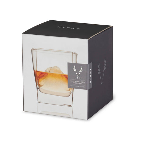 Glacier Rocks® Mountain Ice Mold & Crystal Whiskey Glass Set