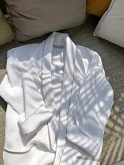 Men's Organic Waffle Weave Spa & Bath Robe (2 Colors): Pewter / White / L/XL