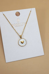 18K Stainless Steel Stamped Heart Necklace | Heart Gold