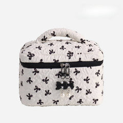 Bow Print Make Up Bag: Pink / Large