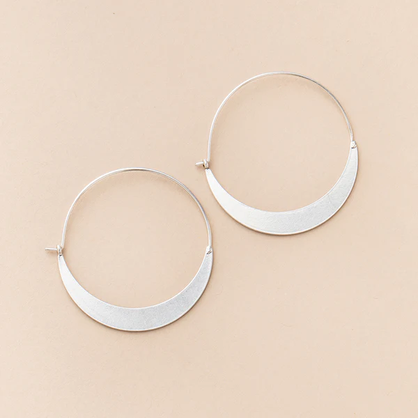 Refined Earring Collection - Crescent Hoop/Sterling Silver.