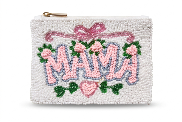 Ladies Fully Beaded MAMA Themed Coin Purse