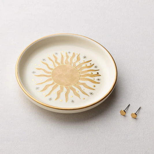 Jewelry Dish & Stud Earring Set - Sun Rays/Cream.