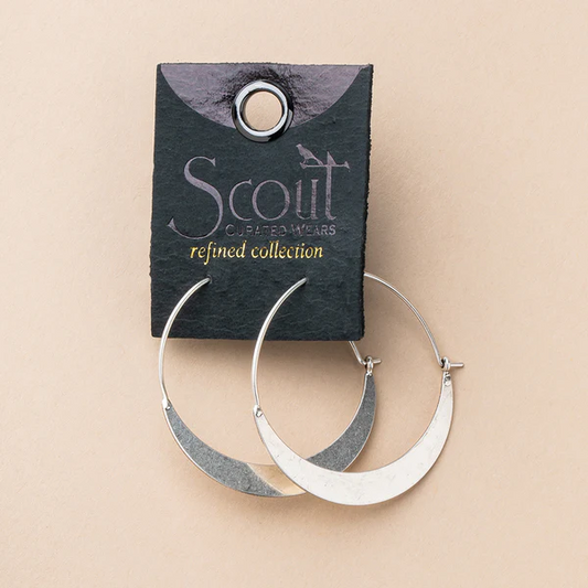 Refined Earring Collection - Crescent Hoop/Sterling Silver.