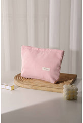 Solid Color Corduroy Cosmetic Bag: Green