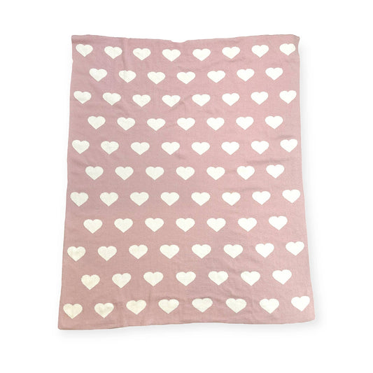 Hearts Reversible Sweater Knit Baby Blanket Organic Cotton: One Size