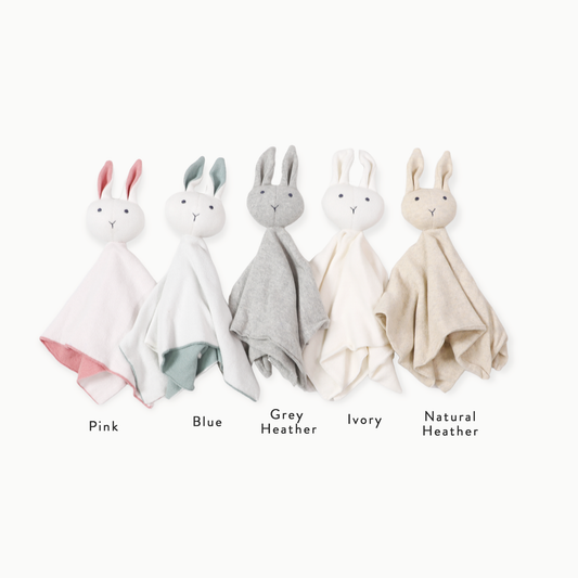 Bunny -Organic Baby Lovey Security Knit Blanket Cuddle Cloth: Pink