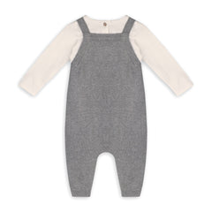 Owl Applique Sweater Knit Baby Overall & Bodysuit (Organic): Heather Grey / 3-6M