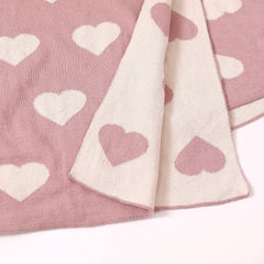 Hearts Reversible Sweater Knit Baby Blanket Organic Cotton: One Size