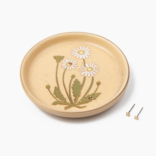 Jewelry Dish & Stud Earring Set - Daisy/Vanilla.