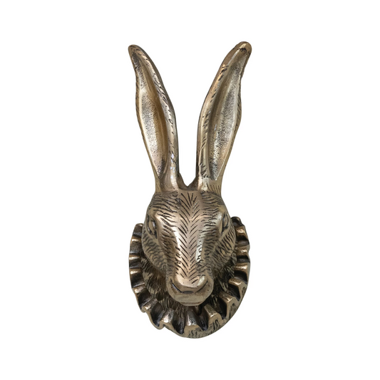 Cast Aluminum Rabbit Head with Ruff Collar Wall Décor
