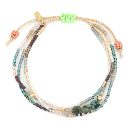 Mixed Media Bracelet - Transformation/African Turquoise/Gold.