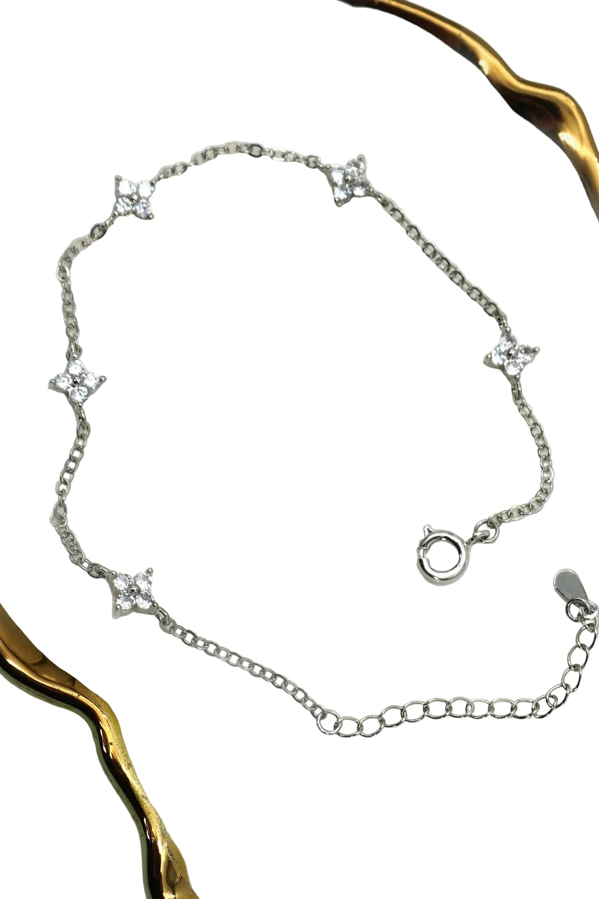 18K Stainless Steel Flower Bracelet - Silver
