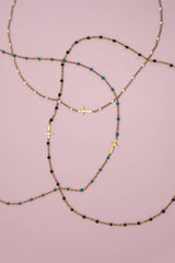18K Stainless Steel Cross Necklace | Black