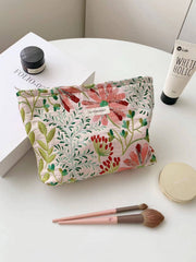 Mid Capacity Flower Print Makeup Bag