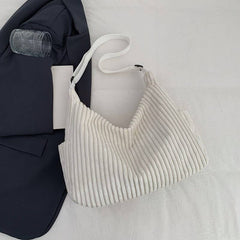 Corduroy Quilted Tote Bag | Off White