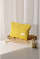 Solid Color Corduroy Cosmetic Bag: Green