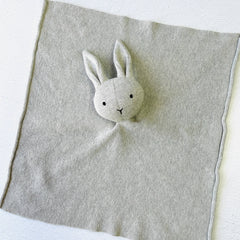 Bunny -Organic Baby Lovey Security Knit Blanket Cuddle Cloth: Ivory