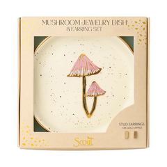 Jewelry Dish & Stud Earring Set - Mushroom/Oatmeal.