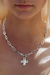 Hammered Cross Necklace | Silver