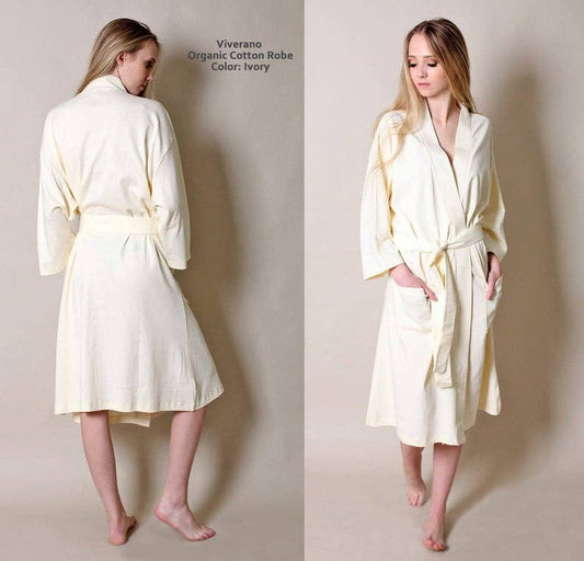 Women's Organic Cotton Bathrobe & Spa Robe: Navy / M/L