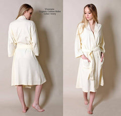 Women's Organic Cotton Bathrobe & Spa Robe: Navy / M/L