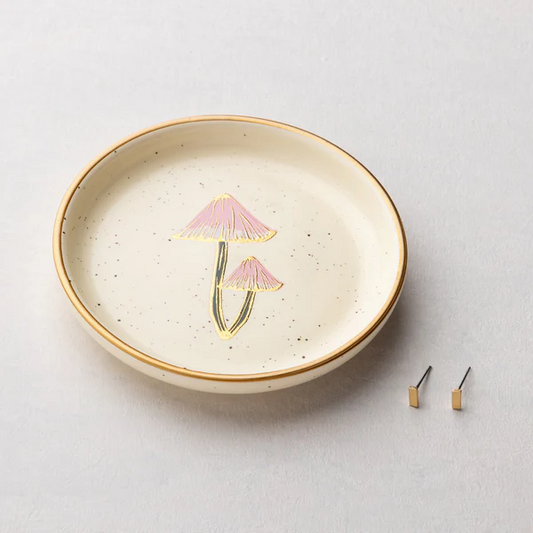 Jewelry Dish & Stud Earring Set - Mushroom/Oatmeal.