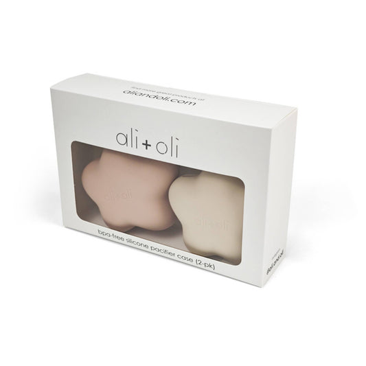 Ali+Oli Silicone Pacifier Case 2 pack Star (Blush & Sand)