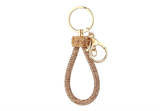 Rhinestone Wristlet Fashion Key Chain: Black