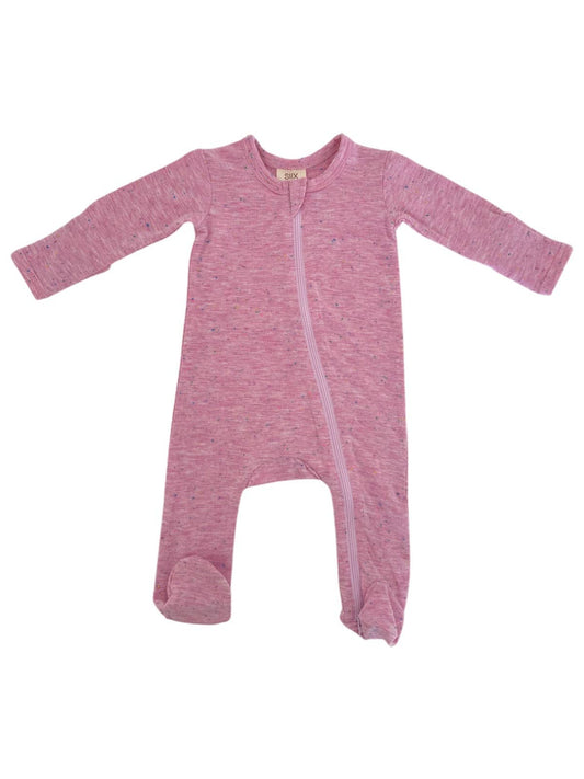 Pink Speckle / 2-Way Zip Footie: 6-9M