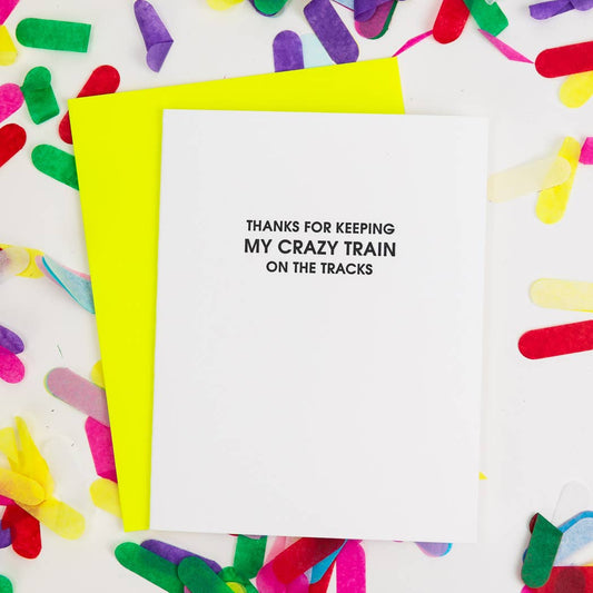 Crazy Train on the Tracks - Letterpress Greeting Card