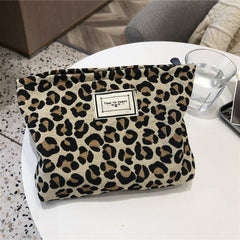 Leopard Print Large Capacity Makeup Bag (Brown)
