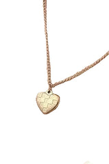Checker Heart Necklace - Gold