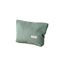 Solid Color Corduroy Cosmetic Bag: Grey
