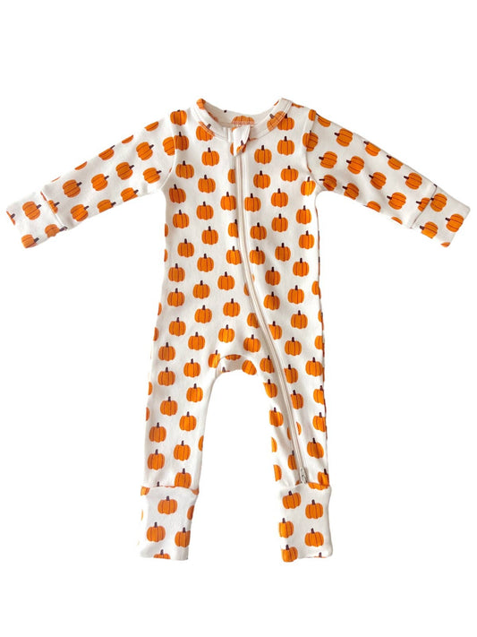 Pumpkin / Organic 2-Way Zip Romper: 12-18M