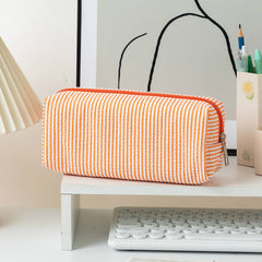 Striped Makeup Pencil Pouch: Pink