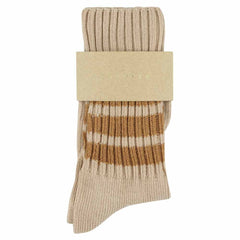 Women Stripes Crew Socks - Pink / Brown: EU 36/41   UK 3.5/7   US 6/9.5